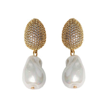 Sparkling Vintage Chunky Gold and Pearl Drop Earrings