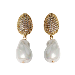 Sparkling Vintage Chunky Gold and Pearl Drop Earrings