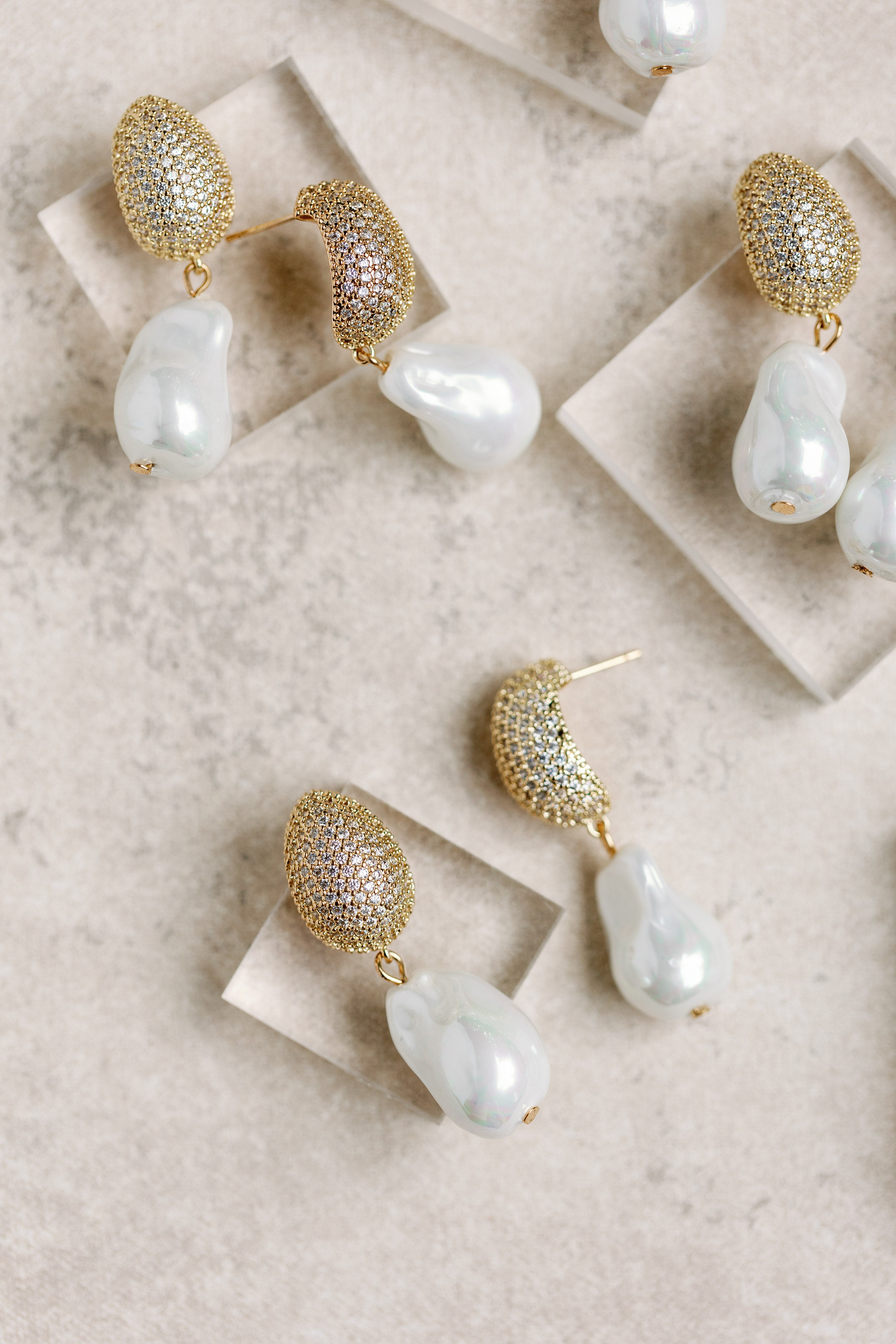 Sparkling Vintage Chunky Gold and Pearl Drop Earrings