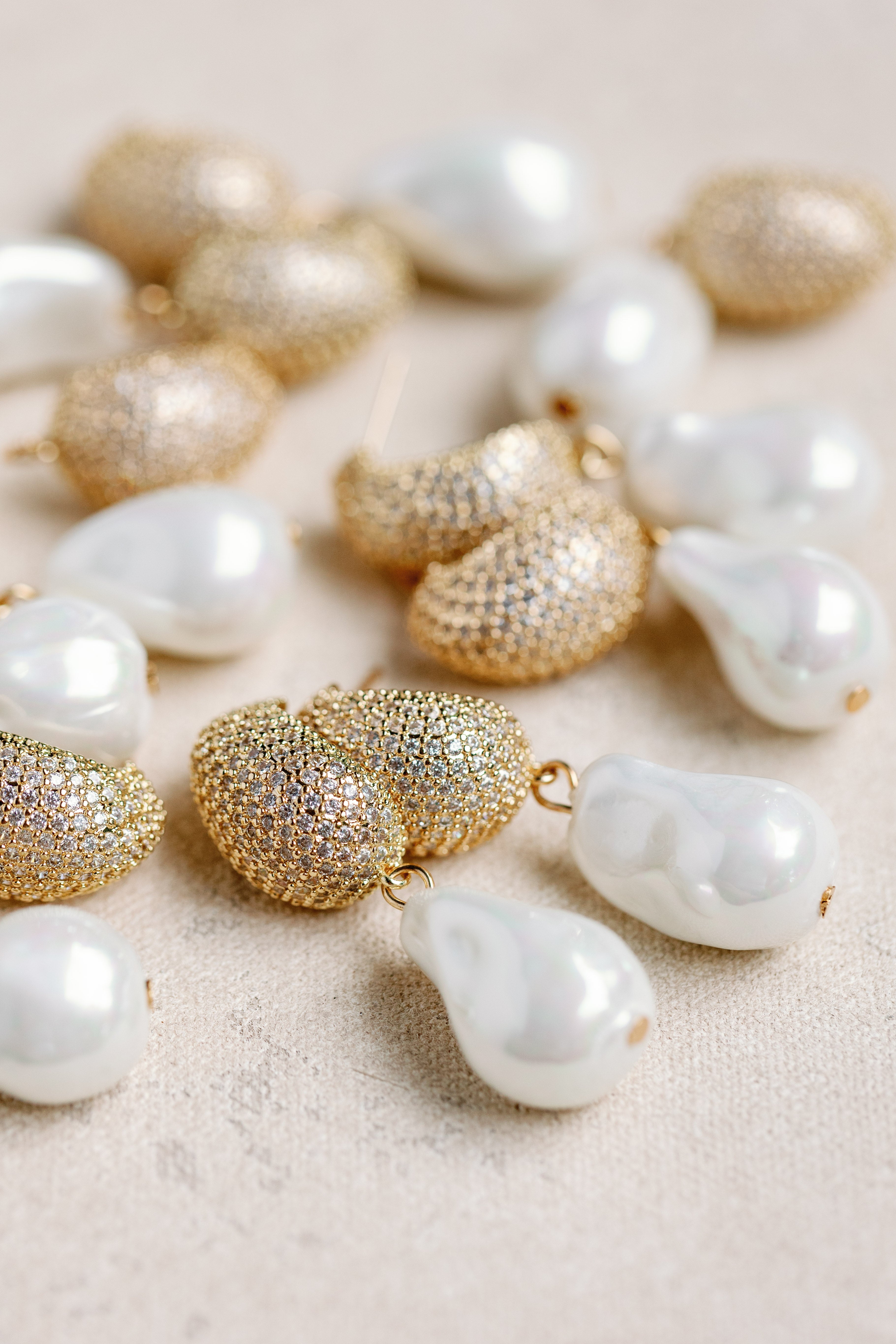 Sparkling Vintage Chunky Gold and Pearl Drop Earrings