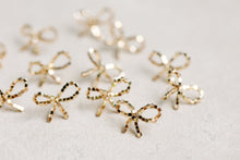 Mini Gold Beaded Statement Bow Earrings