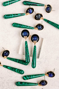 Lapis and Malachite Drop Earrings