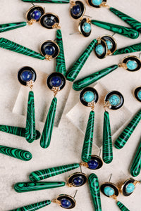 Turquoise and Malachite Drop Earrings