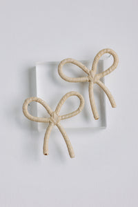 Natural Raffia Wrapped Bow Statement Earrings