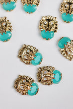 Turquoise and Gold Lion Studs