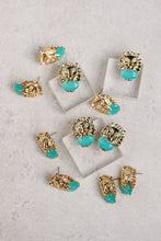 Turquoise and Gold Lion Studs