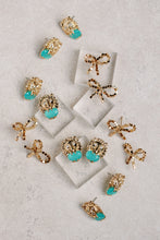 Turquoise and Gold Lion Studs