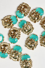 Turquoise and Gold Lion Studs