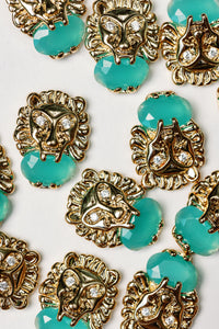 Turquoise and Gold Lion Studs