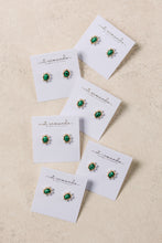 Green Malachite and Pearl Oval Stud Earrings