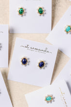 Blue Lapis and Pearl Oval Stud Earrings