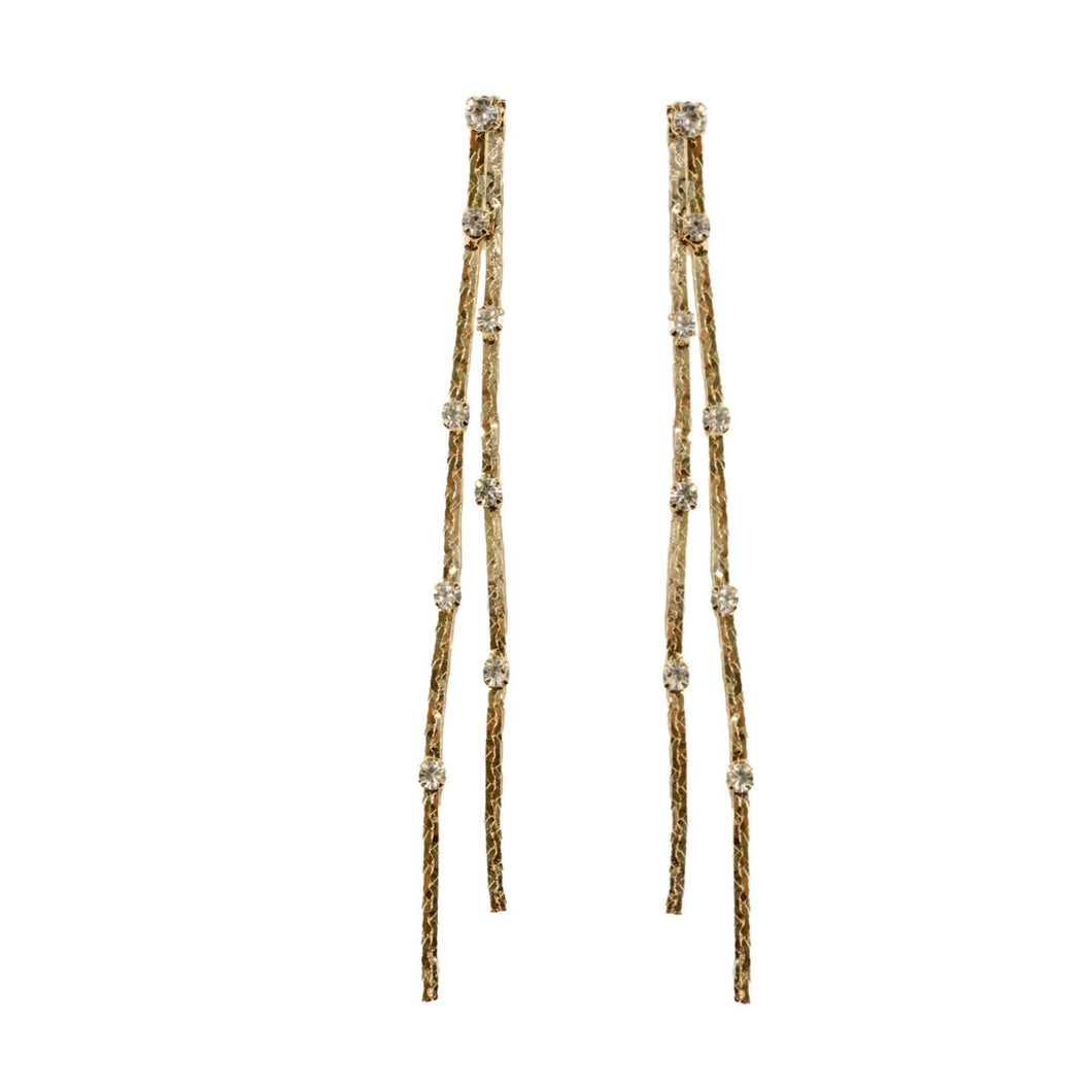 Diamond Dotted Gold Duster Statement Earrings