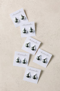 1 Inch Silver Teardrop Statement Studs