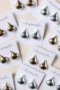 1 Inch Silver Teardrop Statement Studs