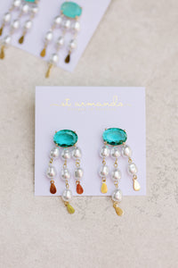 Emerald and Pearl Tassel Earrings