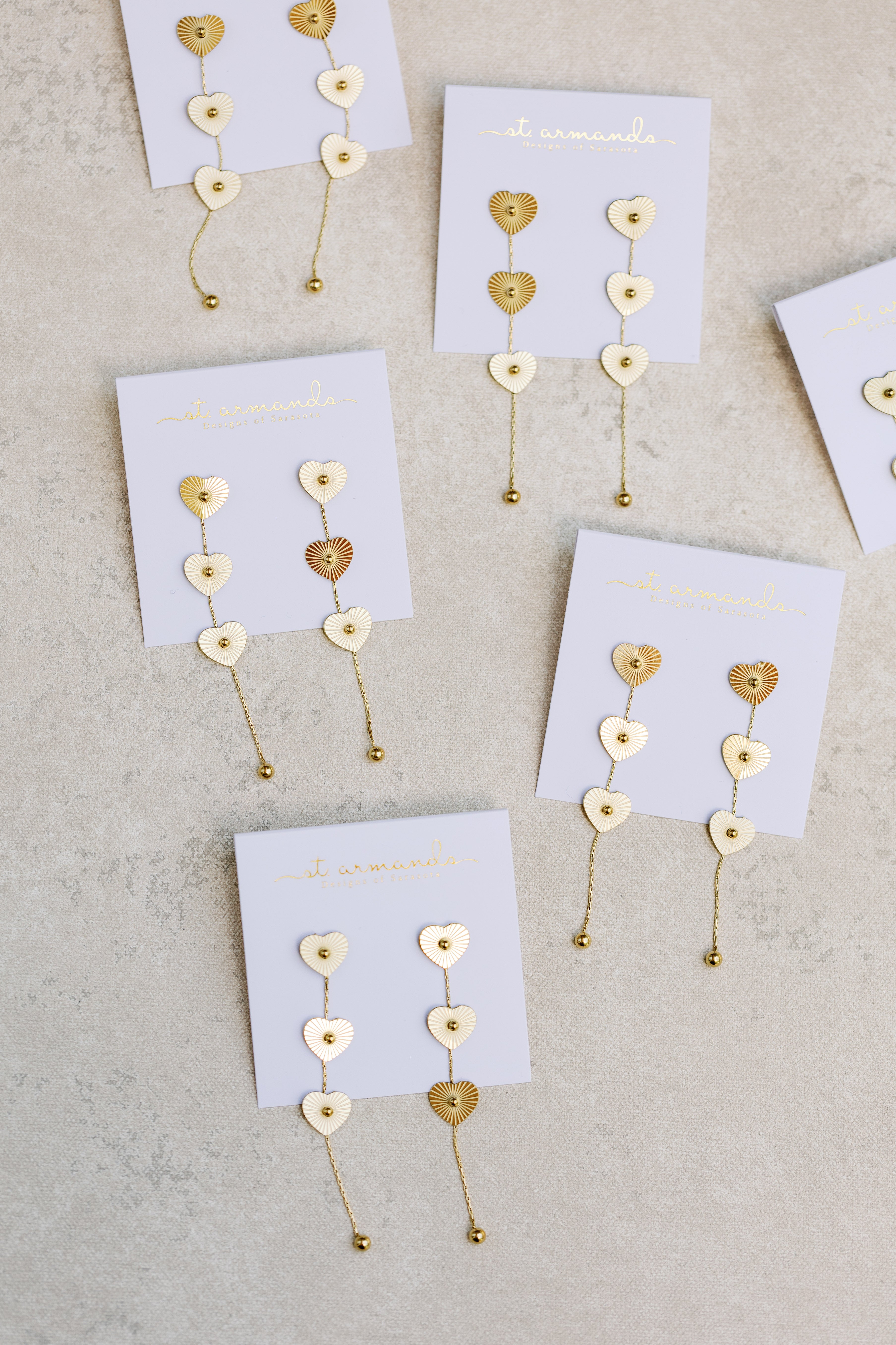 Gold Heart Duster Drop Earrings