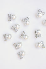 Diamond Bow Mini Pearl Studs