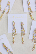 Pastel Toned Crystal Layered Duster Statement Earrings