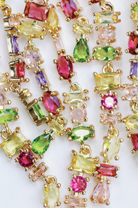 Jewel Toned Crystal Layered Duster Statement Earrings