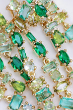 Green Ombre Crystal Layered Duster Statement Earrings