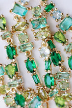 Green Ombre Crystal Layered Duster Statement Earrings