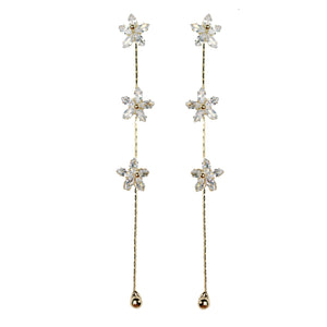 Diamond Daisy Gold Duster Drop Earrings