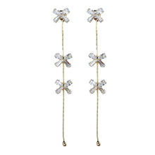 Diamond Bow Gold Duster Drop Earrings