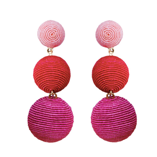 Pink, Red and Purple Ombre Holiday Lido Drop Earrings