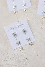 Diamond Bow Gold Duster Drop Earrings