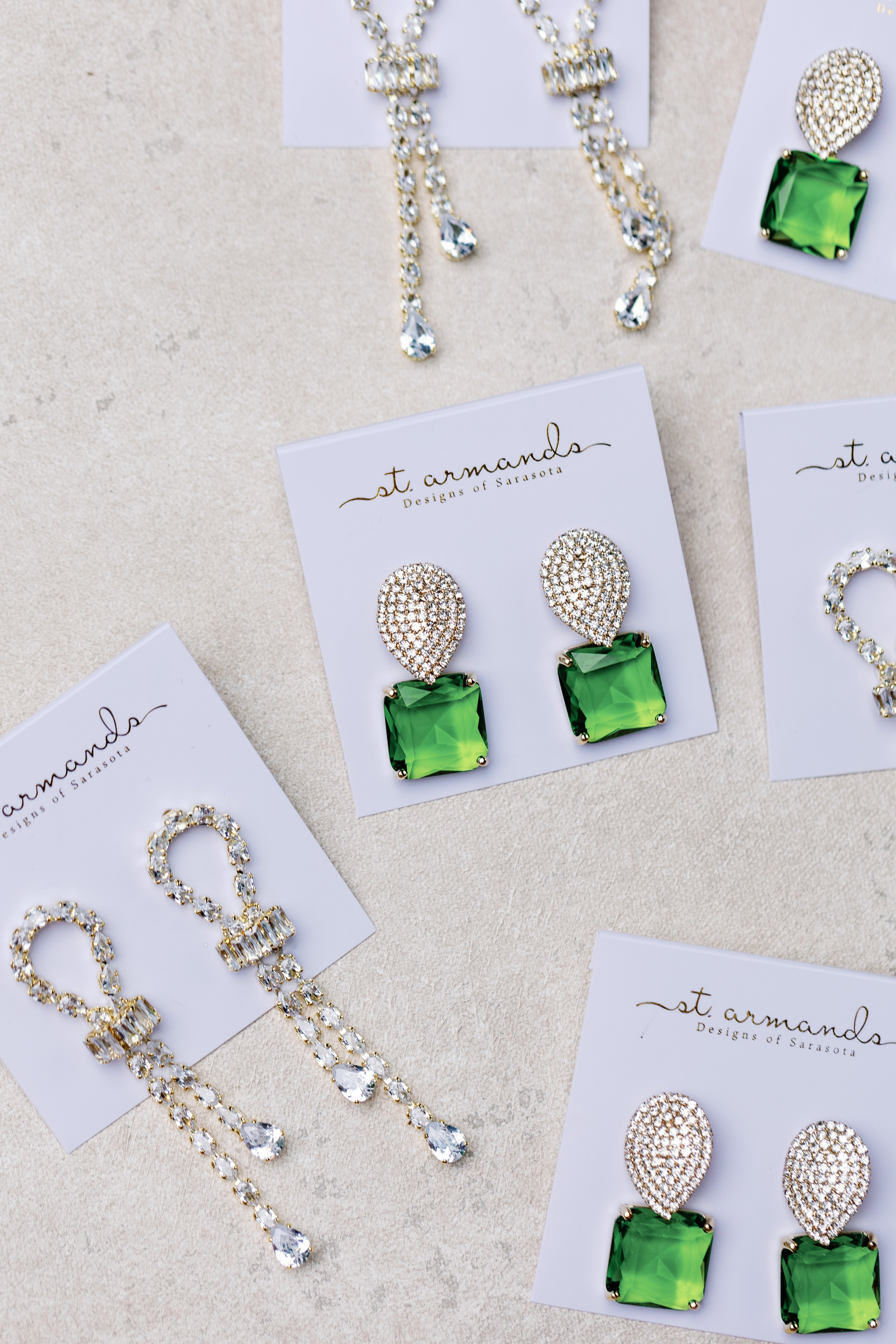 Retro Pave Crystal and Peridot Gum Drop Earrings