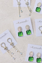 Retro Pave Crystal and Peridot Gum Drop Earrings