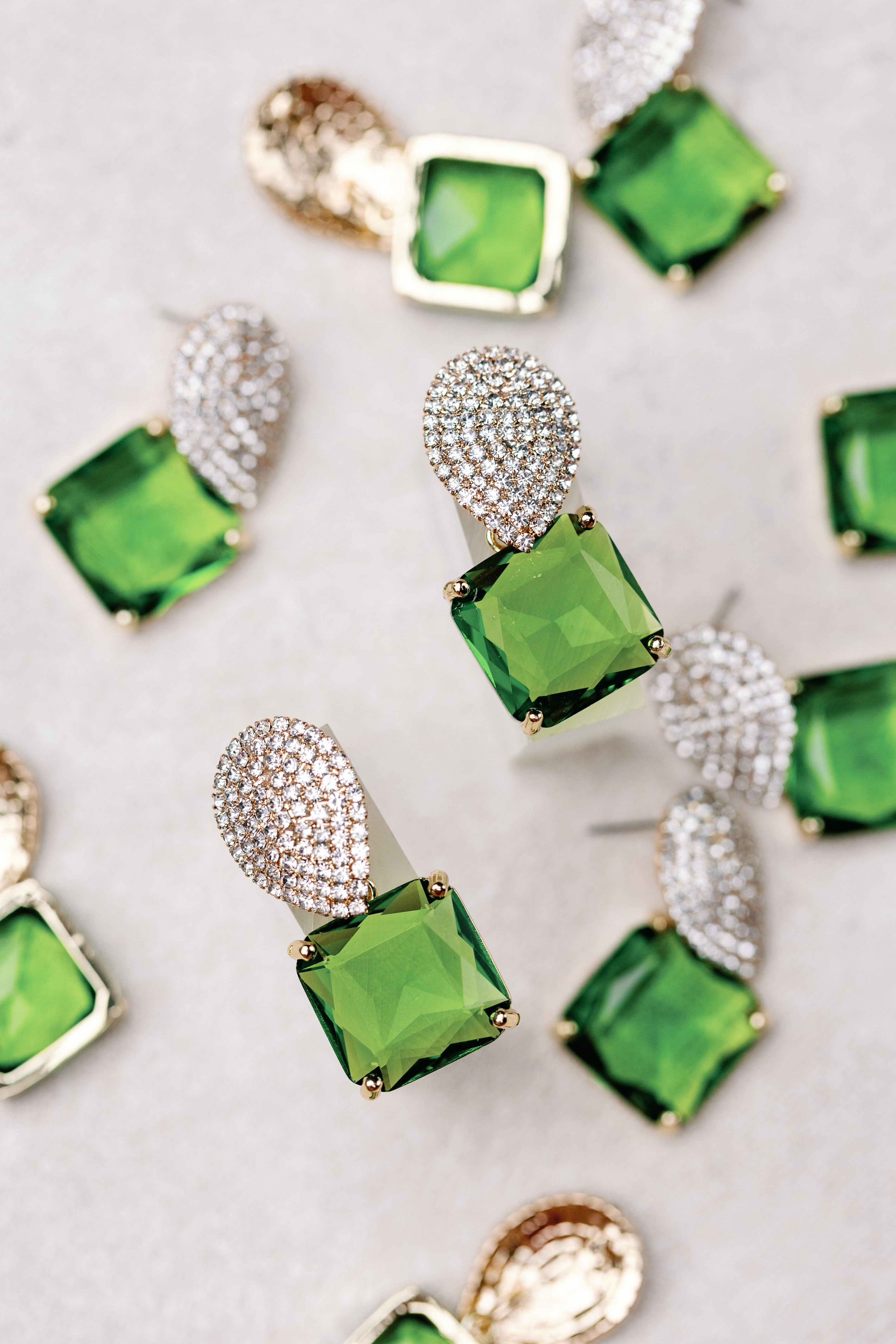 Retro Pave Crystal and Peridot Gum Drop Earrings