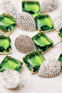 Retro Pave Crystal and Peridot Gum Drop Earrings