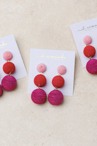 Pink, Red and Purple Ombre Holiday Lido Drop Earrings