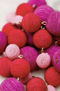 Pink, Red and Purple Ombre Holiday Lido Drop Earrings