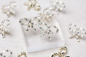 Sparkling Diamond Mini Statement Bow Earrings