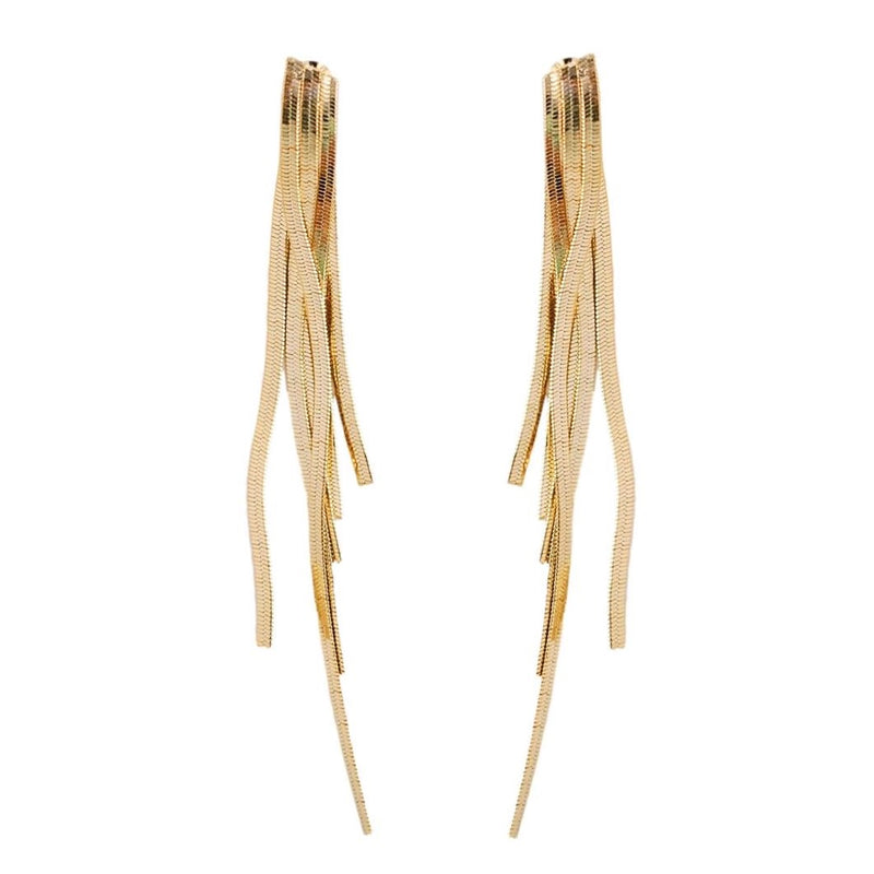 Geometric Tassel Earrings, Minimalist Gold Earrings, Gold Tassel on sale Earrings, Gold Fringe Earrings, Sterling Tassel Earrings, Gold Fan Earrings