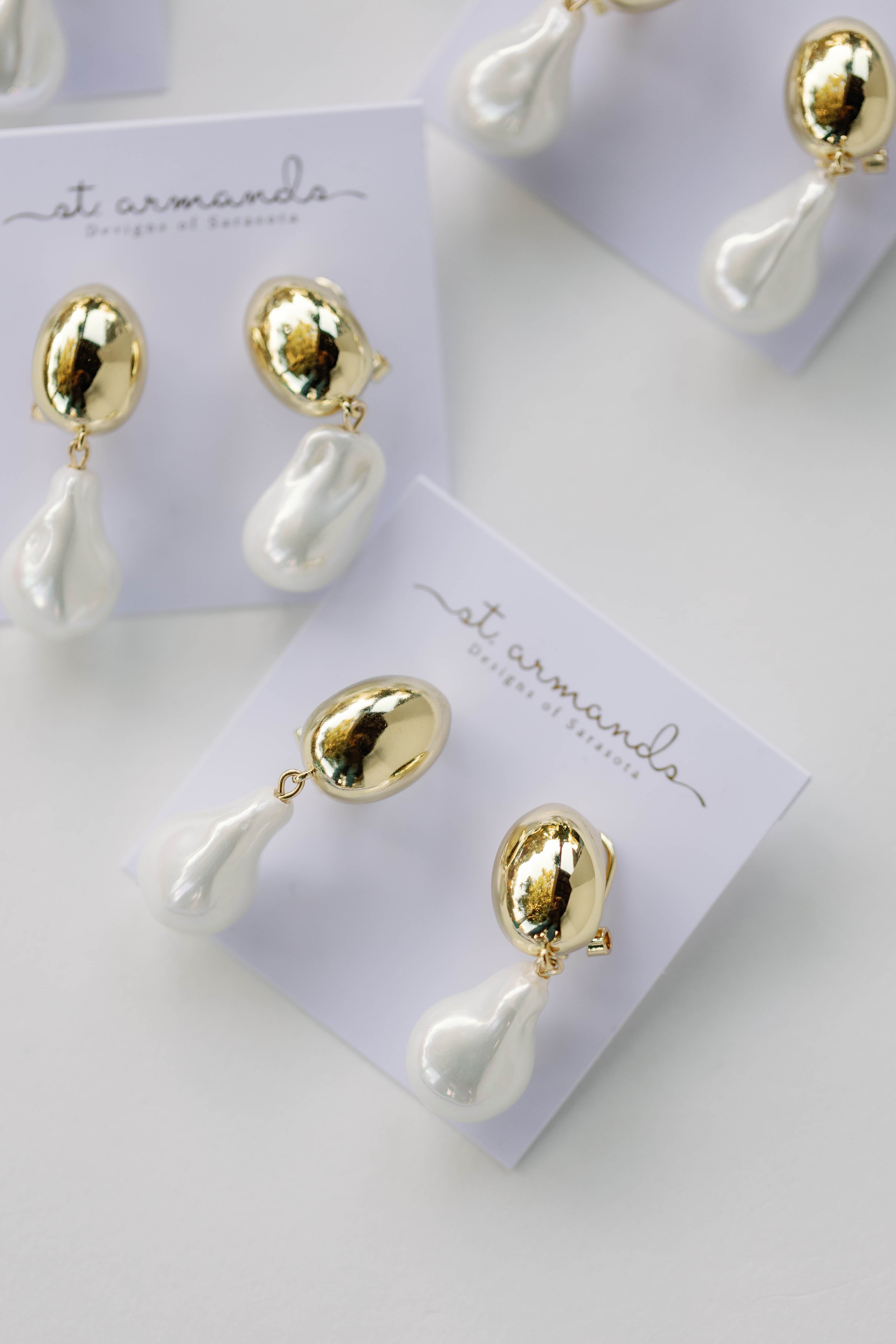 Vintage Chunky Gold and Pearl Statement Drop Earrings